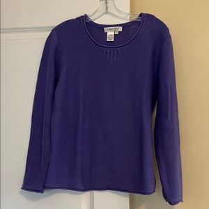 Coldwater Creek Deep Purple Long Sleeve Cotton Sweater